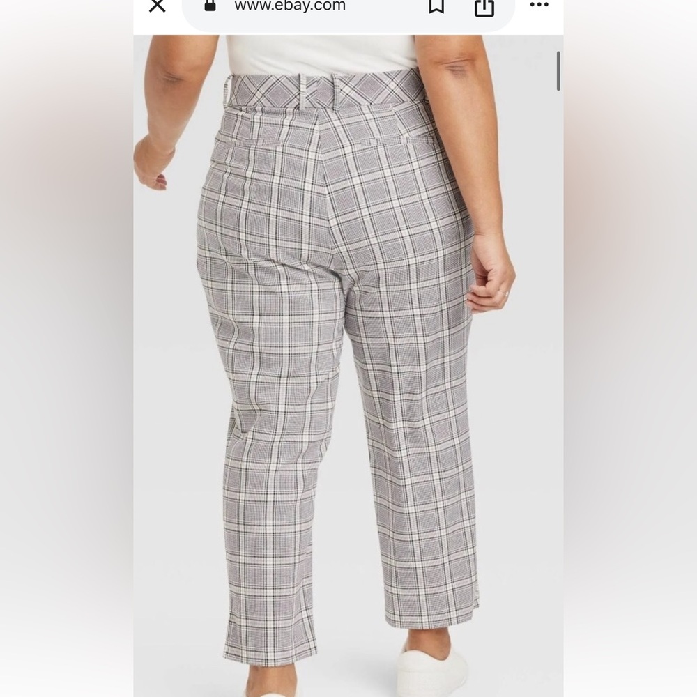 Ava & Viv cream plaid ankle pants, size 18, NWT. - Picture 2 of 13